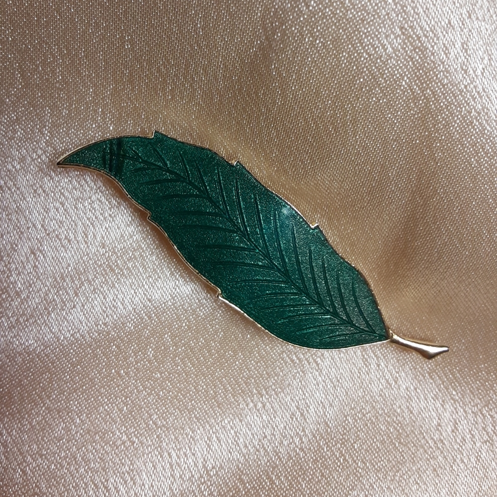Vintage Glass Leaf Brooch
